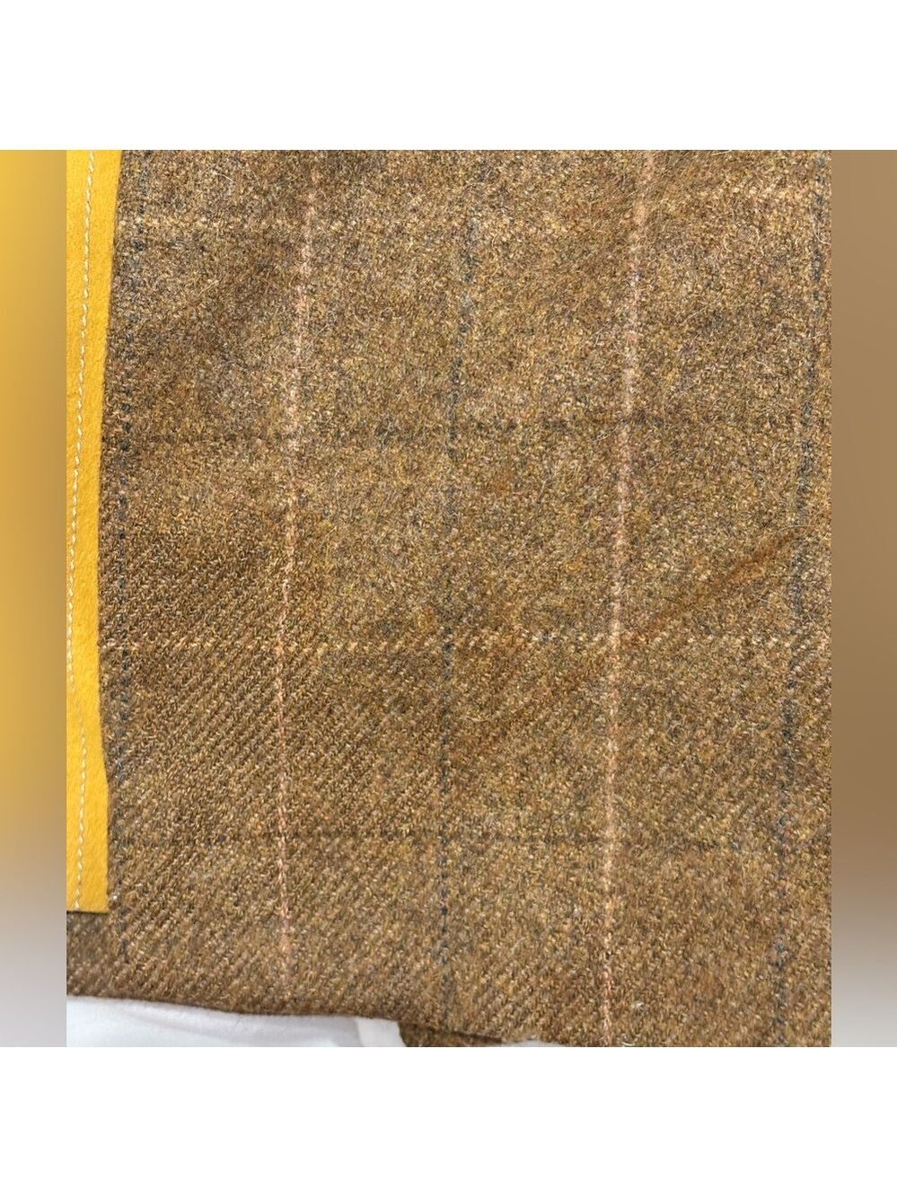 VTG HERMAN PHILLIPS WOOL TAN PLAID ECLECTIC GRANDPA DBL BREASTED TRENCH COAT 40 - Picture 14 of 17